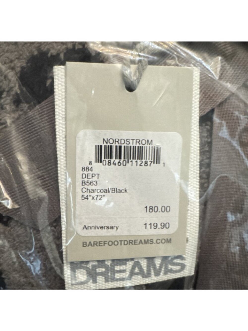 Barefoot Dreams The Cozy Chic Barefoot in the Wild Throw Charcoal Black 54x72 - Picture 2 of 5